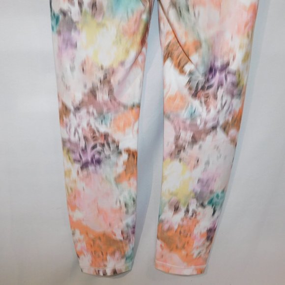 Gap Fit Womens S Blur Floral Pink Orange Yellow Cropped Workout Athletic Legging - Picture 10 of 10